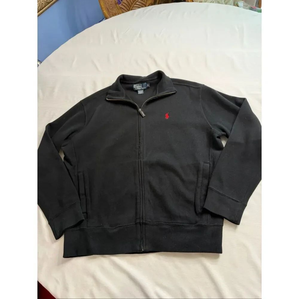 Polo By Ralph Lauren Men’s Vintage Black Full Zip Jacket Size Medium